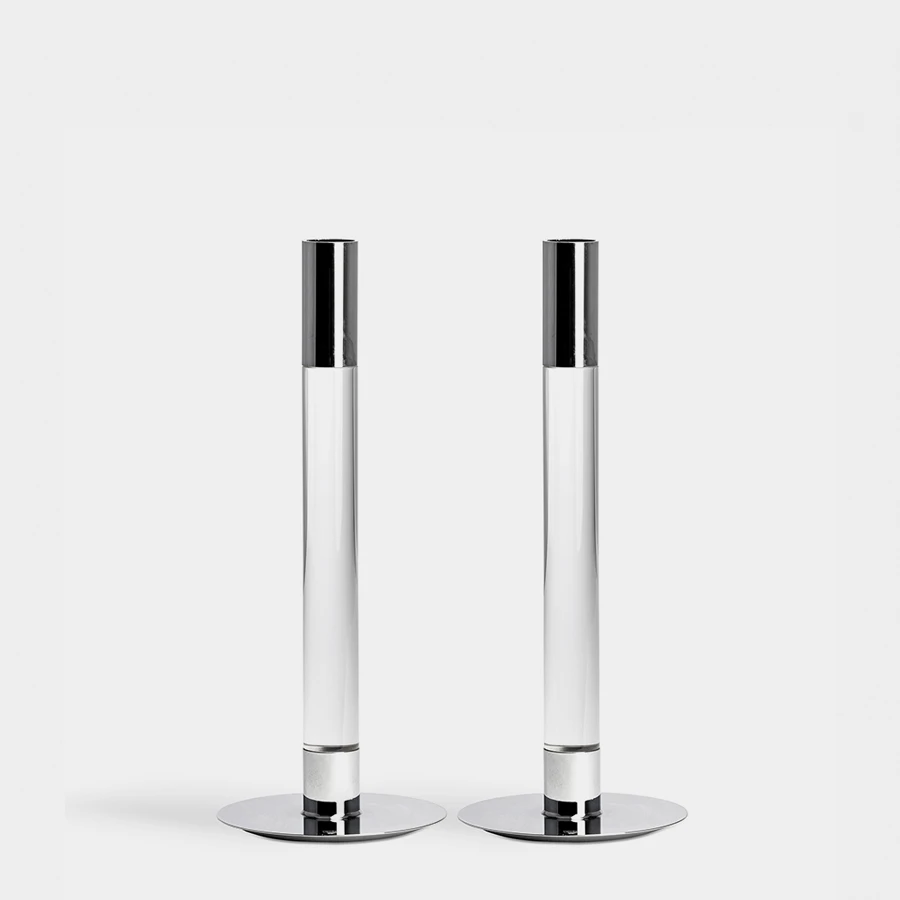 Lumiere Candlestick Silver Medium - Set Of 2 1 Lumiere Candlestick Silver Medium - Set Of 2
