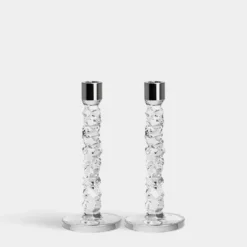 Carat Candlestick Silver Medium - Set Of 2
