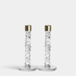 Carat Candlestick Brass Medium - Set Of 2