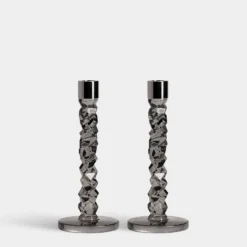 Carat Candlestick Graphite - Set Of 2