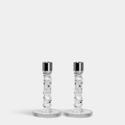 Carat Candlestick Silver Small - Set Of 2
