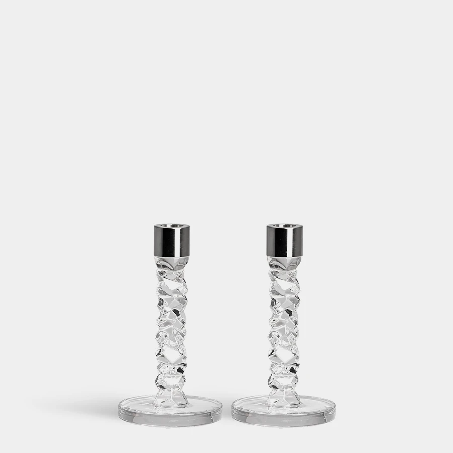 Carat Candlestick Silver Small - Set Of 2 1 Carat Candlestick Silver Small - Set Of 2