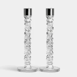 Carat Candlestick Silver Large - Set Of 2