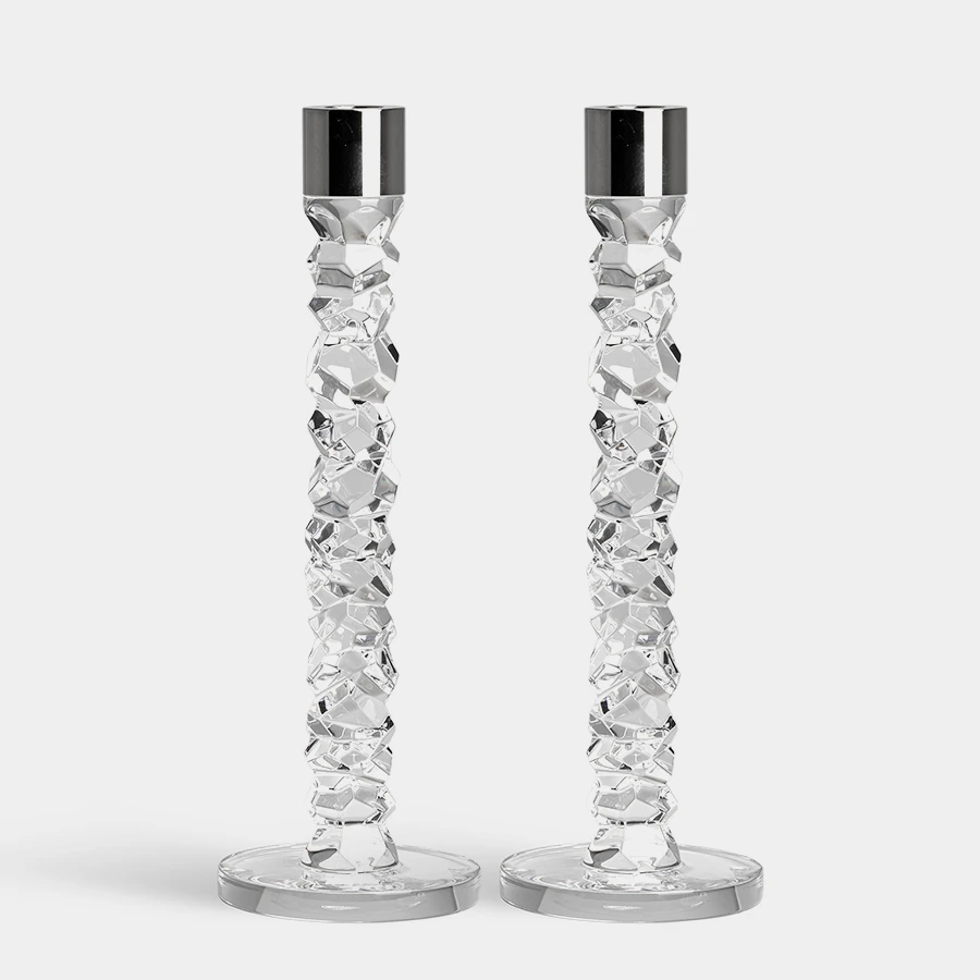 Carat Candlestick Silver Large - Set Of 2 1 Carat Candlestick Silver Large - Set Of 2
