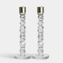 Carat Candlestick Brass Large - Set Of 2
